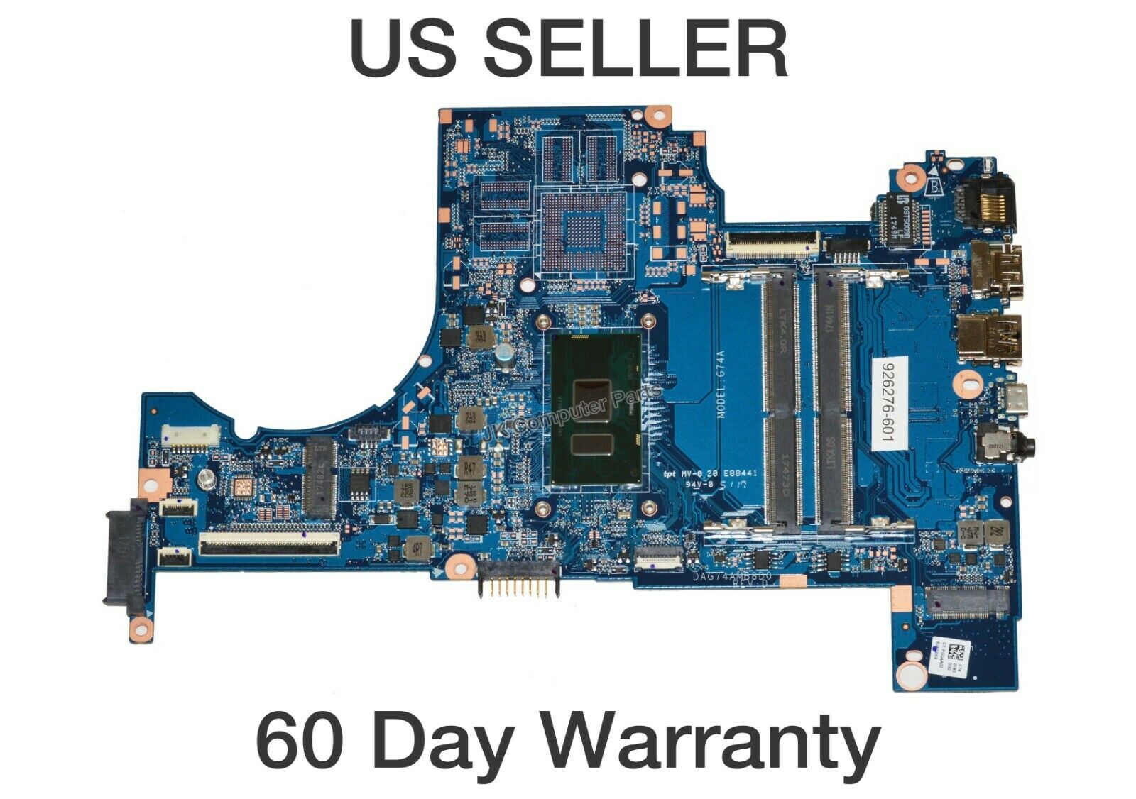 HP 15-CC Laptop Motherboard w/ Intel i3-7100U 2.4Ghz CPU 926276-601 CPU Speed: 2.4GHz Capacity per Module: