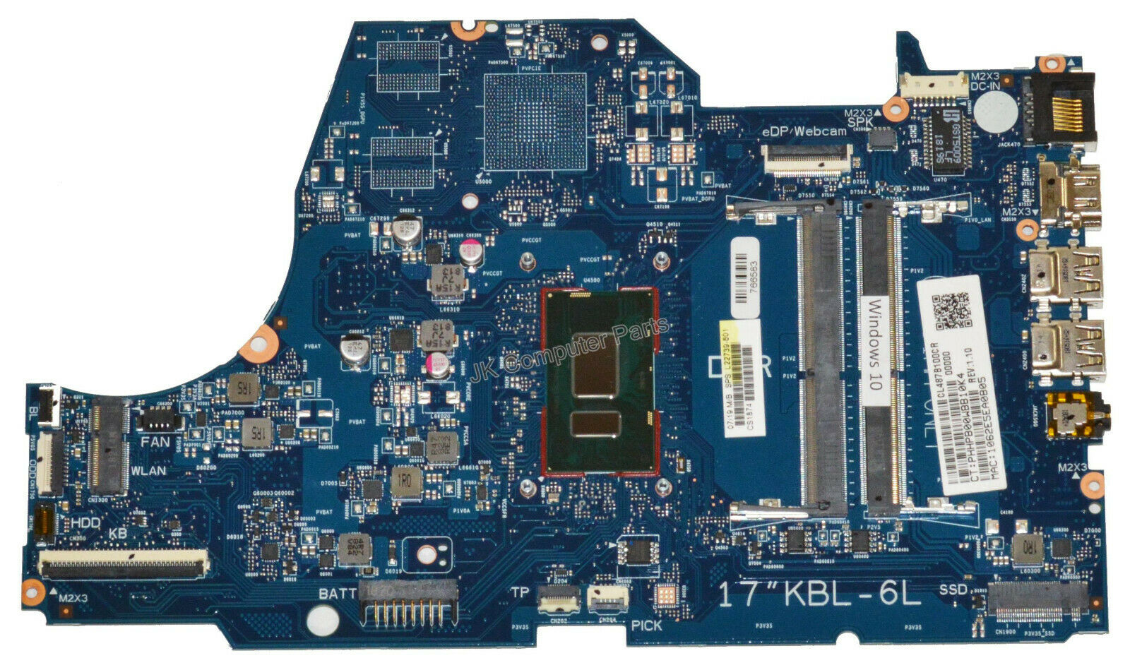 HP LAPTOP 17-BY(SERIE), CORE i3-7020U/2.3GHz, L22739-601 Integrated CPU: i3-7020U Capacity per Module: . CPU