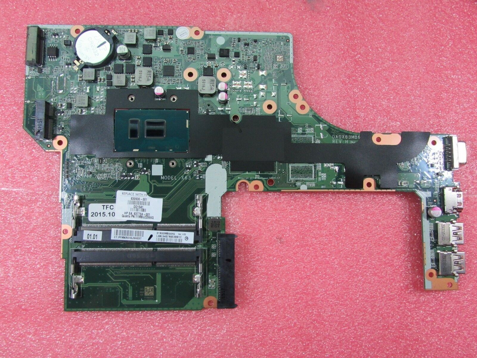 Laptop Motherboard for HP Probook 450 G3 830930-601 DA0X63MB6H1 I3-6100U DDR3L Country/Region of Manufactur