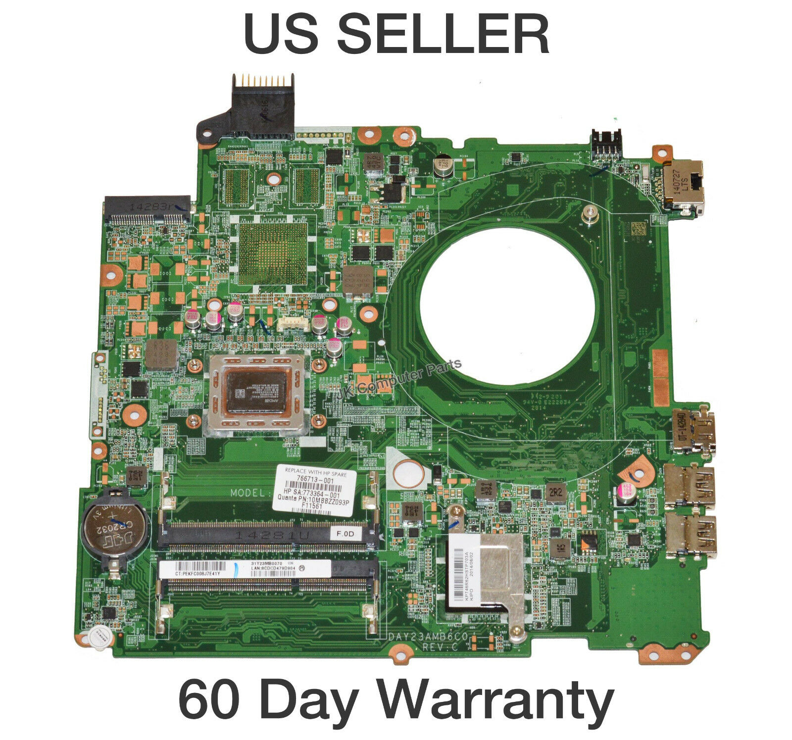 HP Pavilion 15-P071NR Laptop Motherboard w/ AMD A8-5545M 1.7GHz CPU 766713-001 Brand: HP Compatible CPU Bra