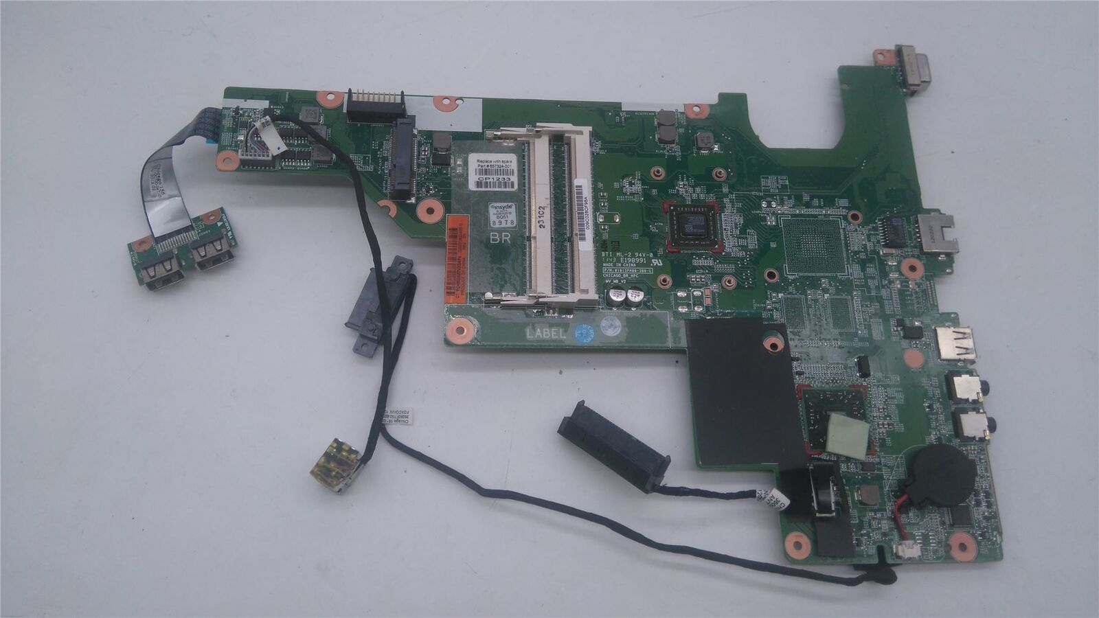 HP presario cq57 Motherboard AMD e300 CPU 657324-001 functioning Ref cq57 used MPN: 657324-001 Tipologia: S
