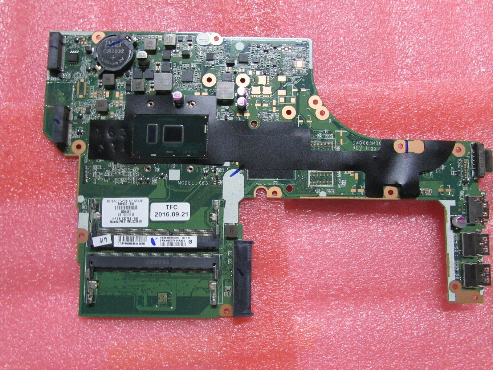 830930-501 For HP Probook 450 G3 470-G3 Laptop Motherboard DA0X63MB6H1 SR2EU I3- Country/Region of Manufact
