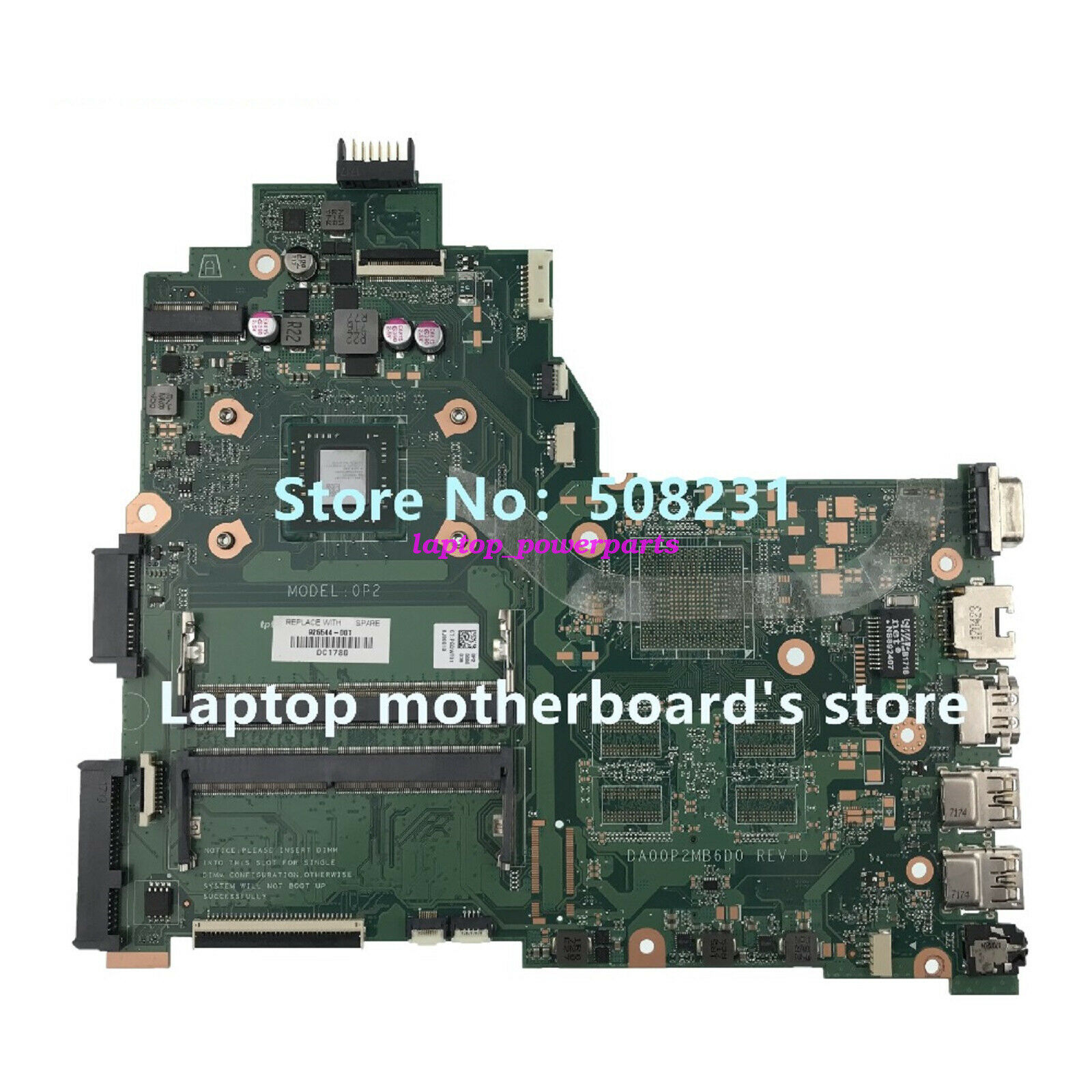 HP 14-BW 14Z-BW w/A9-9420 CPU Motherboard DA00P2MB6D0 925544-601 925544-001 Test Compatible CPU Brand: With
