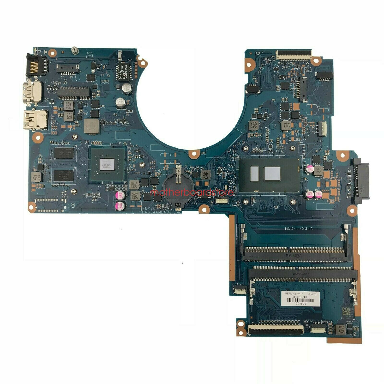 HP 15-AU motherboard with i7-7500 CPU 940MX 4GB 901581-001 901581-501 901581-601 Brand: HP Number of Memory - Click Image to Close