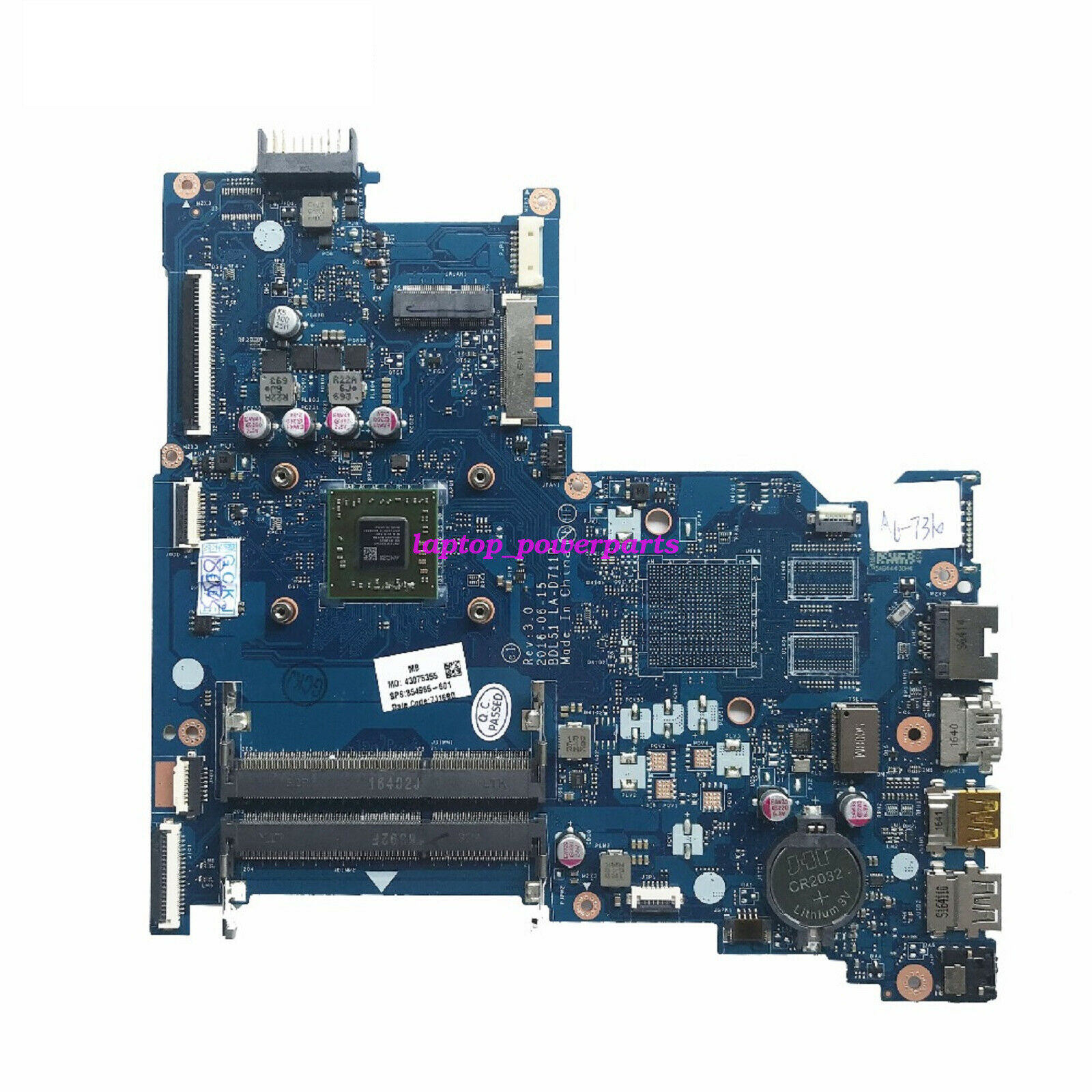 HP 15-BA 15-AU 15Z-BA000 A6-7310 CPU Motherboard LA-D711P 854965-601 854965-001 Brand: HP Compatible CPU Bra